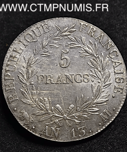 5 FRANCS ARGENT NAPOLEON  AN 13 M TOULOUSE