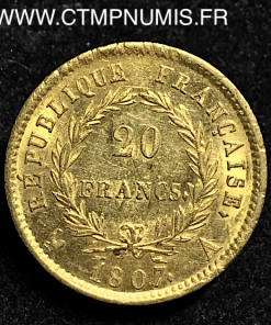 20 FRANCS OR NAPOLEON I°   1807 A PARIS