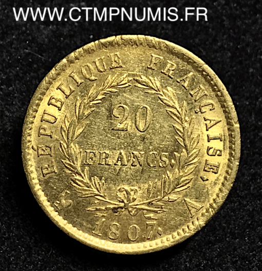 20 FRANCS OR NAPOLEON I°   1807 A PARIS