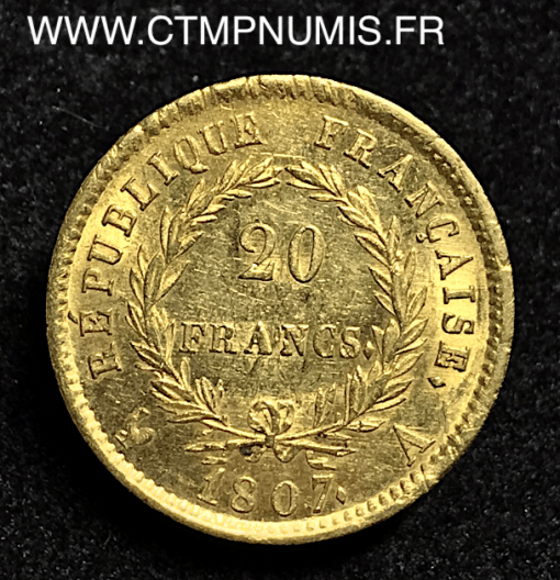 20 FRANCS OR NAPOLEON I° 1807 A PARIS