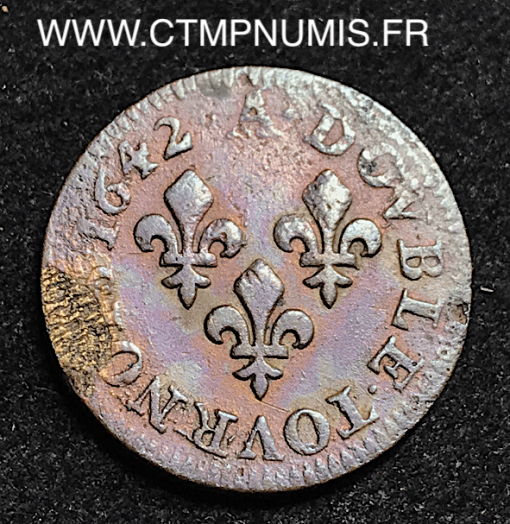 LOUIS XIII DOUBLE TOURNOIS 1642 A PARIS