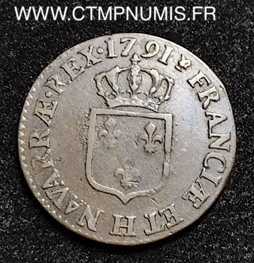 LOUIS XVI 1/2 SOL 1791 H LA ROCHELLE