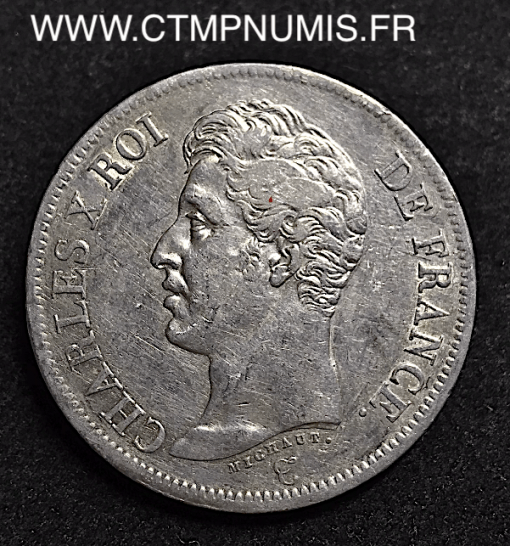 5 FRANCS ARGENT CHARLES X 1826 I LIMOGES