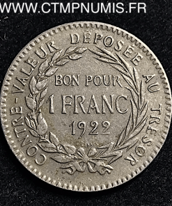 MARTINIQUE COLONIE FRANCAISE 1 FRANC 1922