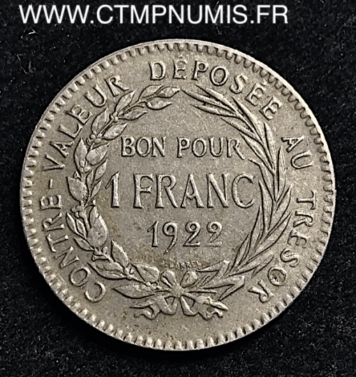 MARTINIQUE COLONIE FRANCAISE 1 FRANC 1922