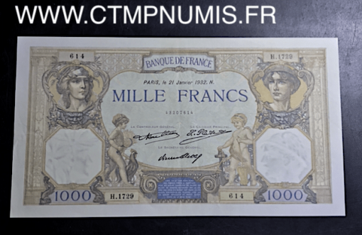 1000 FRANC CERES MERCURE 21 JANVIER 1932