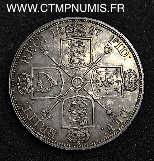 GRANDE BRETAGNE DOUBLE FLORIN ARGENT 1887