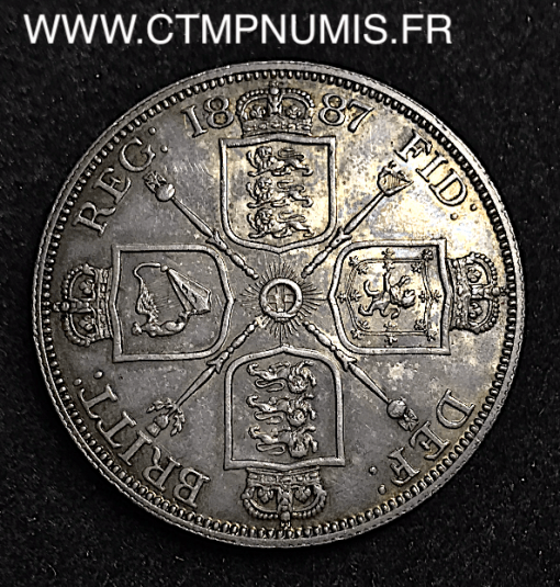 GRANDE BRETAGNE DOUBLE FLORIN ARGENT  1887