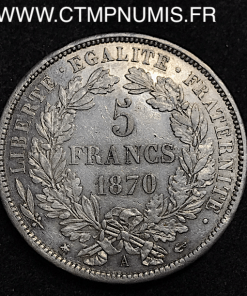 5 FRANCS ARGENT CERES AVEC LEGENDE 1870 A