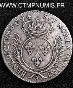 LOUIS XIV ECU ARGENT AUX PALMES 1694 A PARIS