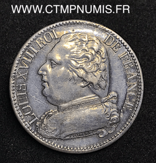 5 FRANCS ARGENT LOUIS XVIII 1814 I LIMOGES