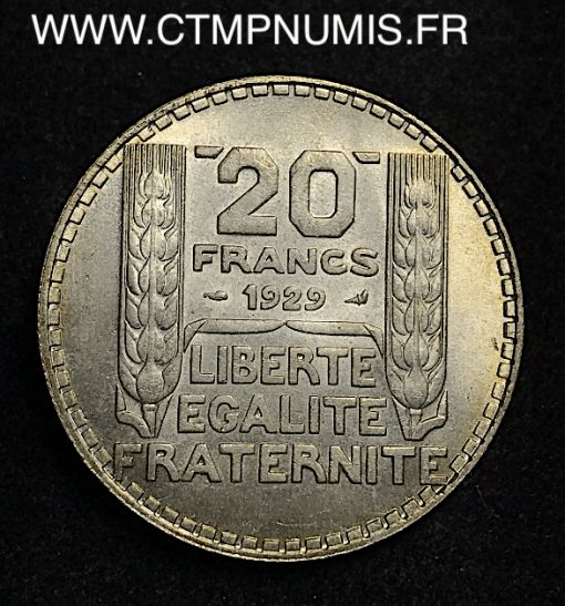 20 FRANCS ARGENT TURIN 1929 SPL