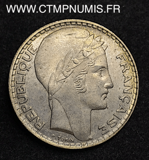 20 FRANCS ARGENT TURIN 1929 SPL