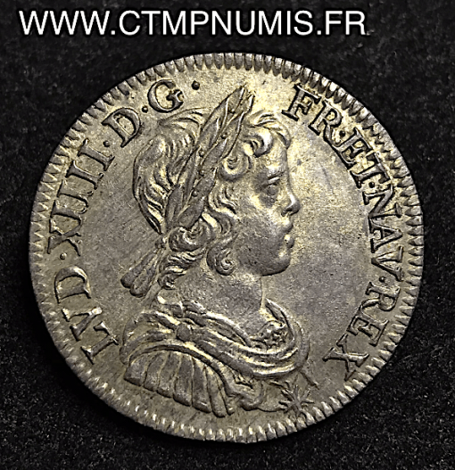 LOUIS XIV 1/4 ECU ARGENT MECHE COURTE 1643.  PARIS