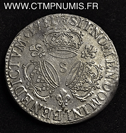 LOUIS XIV ECU ARGENT 3 COURONNES 1711 REIMS