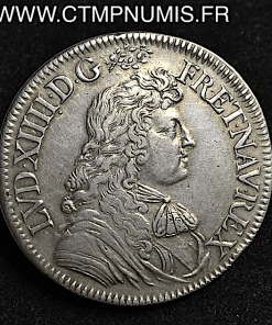 LOUIS XIV ECU ARGENT CRAVATE 1676 A PARIS 