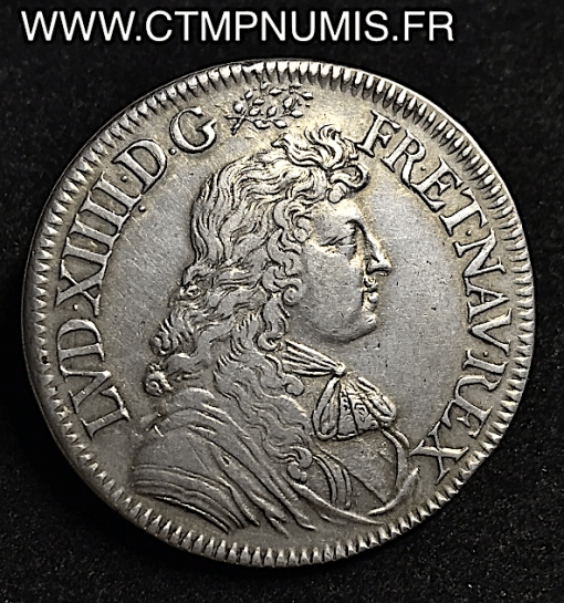 LOUIS XIV ECU ARGENT CRAVATE 1676 A PARIS