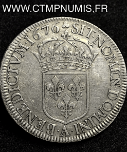 LOUIS XIV ECU ARGENT CRAVATE 1676 A PARIS