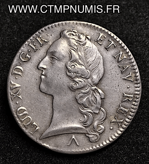 LOUIS XV ECU ARGENT AU BANDEAU