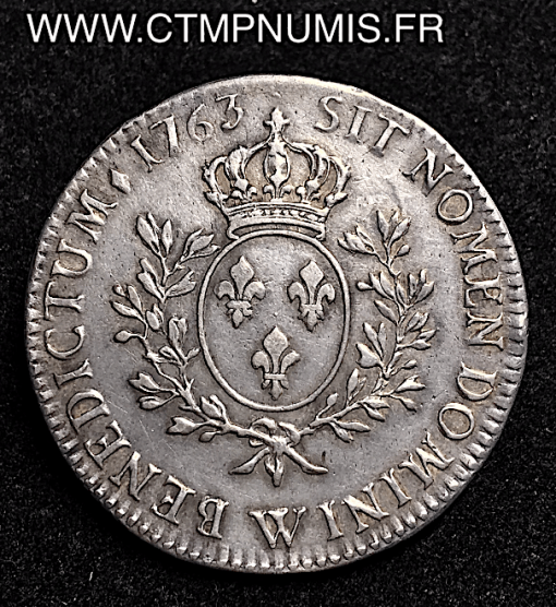 LOUIS XV ECU ARGENT AU BANDEAU 1763 W LILLE