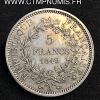 5 FRANCS ARGENT HERCULE 1849 PARIS