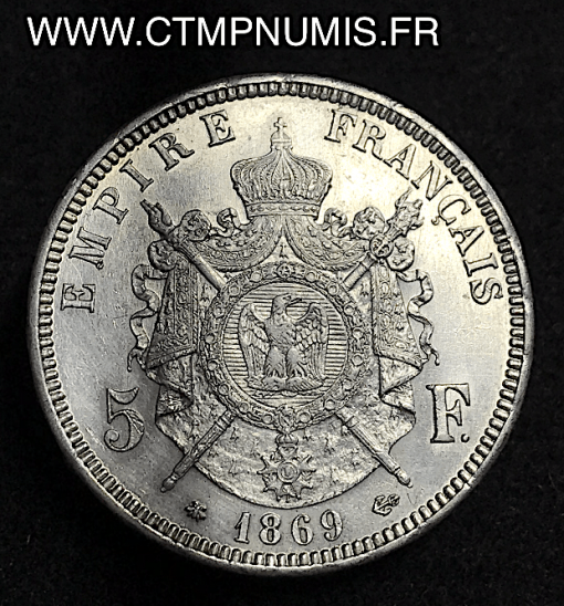 5 FRANCS ARGENT NAPOLEON 1869 STRASBOURG