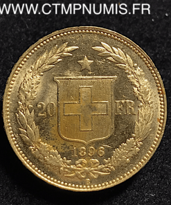 SUISSE 20 FRANCS OR HELVETIA 1896