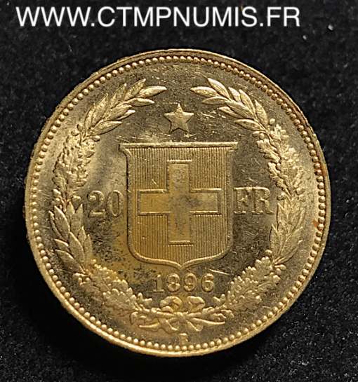 SUISSE 20 FRANCS OR HELVETIA 1896