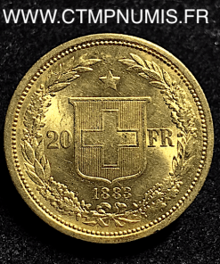 SUISSE 20 FRANCS OR HELVETIA 1883 