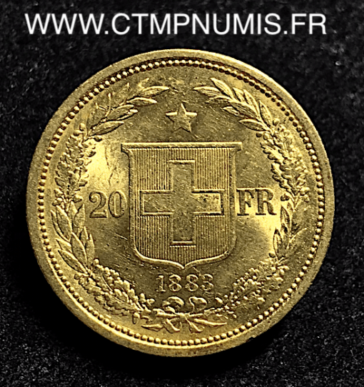 SUISSE 20 FRANCS OR HELVETIA 1883