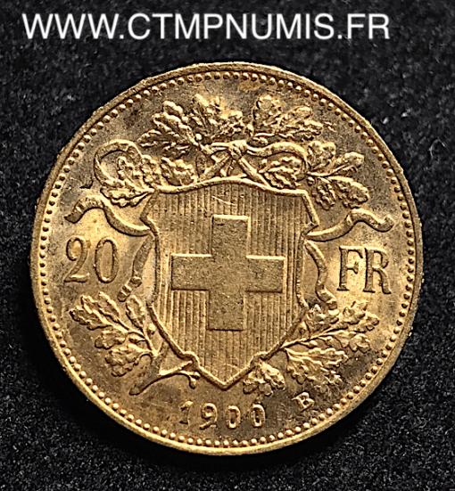 SUISSE 20 FRANCS OR VRENELI 1900