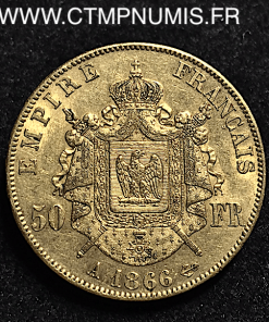 50 FRANCS OR NAPOLEON 1866 A PARIS LAUREE