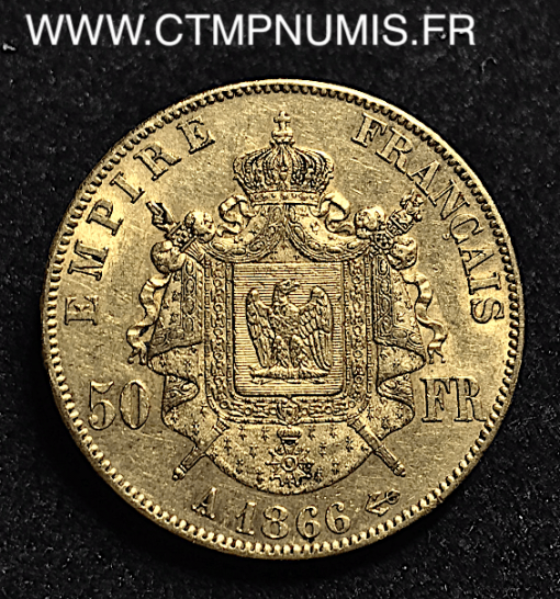 50 FRANCS OR NAPOLEON 1866 A PARIS LAUREE