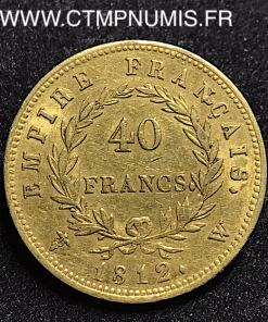 40 FRANCS OR NAPOLEON 1812 W LILLE