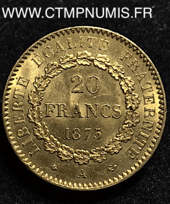 20 FRANCS OR GENIE 1875 A PARIS