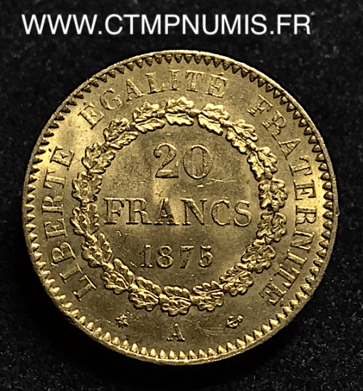 20 FRANCS OR GENIE 1875 A PARIS