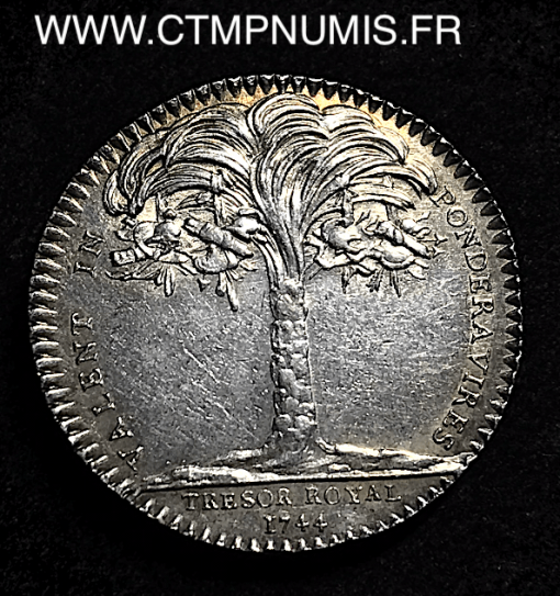 ACCUEIL / MÉDAILLES - JETONS / JETONS / AVANT 1800 JETON ARGENT LOUIS XV TRESOR ROYAL R/ PALMIER 1744