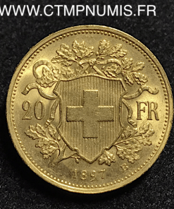 20 FRANCS OR SUISSE 1897 SUP