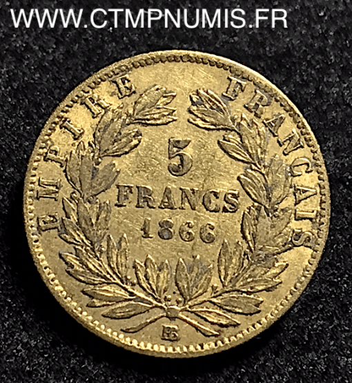 5 FRANCS OR NAPOLEON 1866 BB STRSABOURG