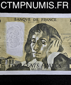 BILLET 500 FRANCS PASTEUR 1970