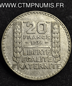 20 FRANCS ARGENT TURIN 1936