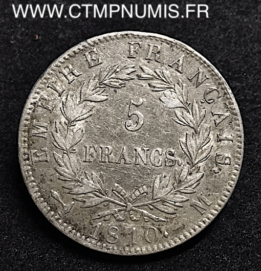5 FRANCS ARGENT NAPOLEON 1810 M TOULOUSE