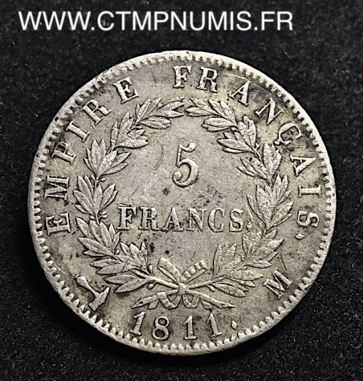 5 FRANCS ARGENT NAPOLEON 1811 M TOULOUSE