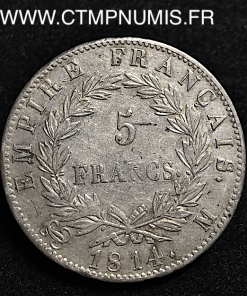 5 FRANCS ARGENT NAPOLEON 1814 M TOULOUSE