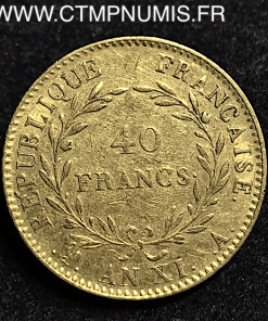 40 FRANCS OR NAPOLEON CONSUL AN 12 A PARIS