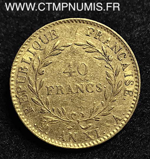 40 FRANCS  OR  NAPOLEON CONSUL AN 12 A PARIS