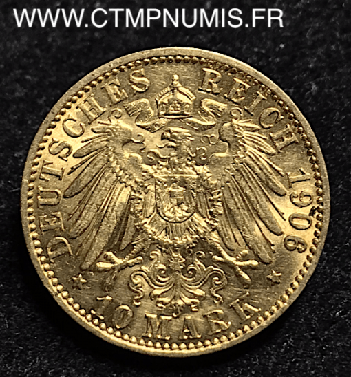 PRUSSE   10 MARK  OR    GUILLAUME II   1906 A