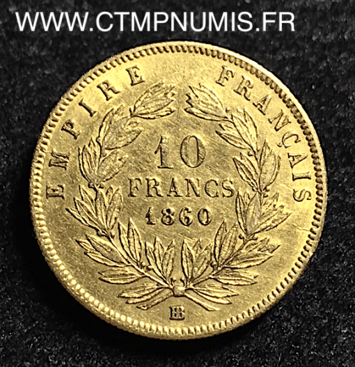 10 FRANCS OR NAPOLEON 1860 BB STRASBOURG