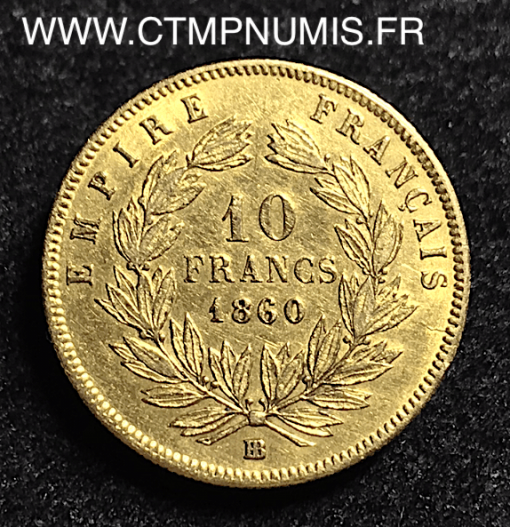 10 FRANCS OR NAPOLEON  1860 BB STRASBOURG