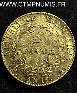 20 FRANCS  OR   CONSUL   AN 12 A  PARIS